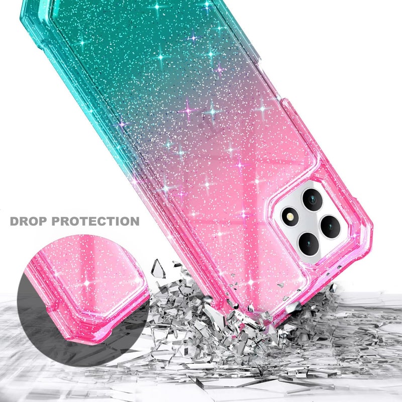 NZND Designed for T-Mobile REVVL 7 Phone Case (REVVL 7 5G), Glitter Pink/Aqua | with Screen Protector, Full-Body Shockproof Protective Rugged Impact Resist Bumper Cover - Image 5